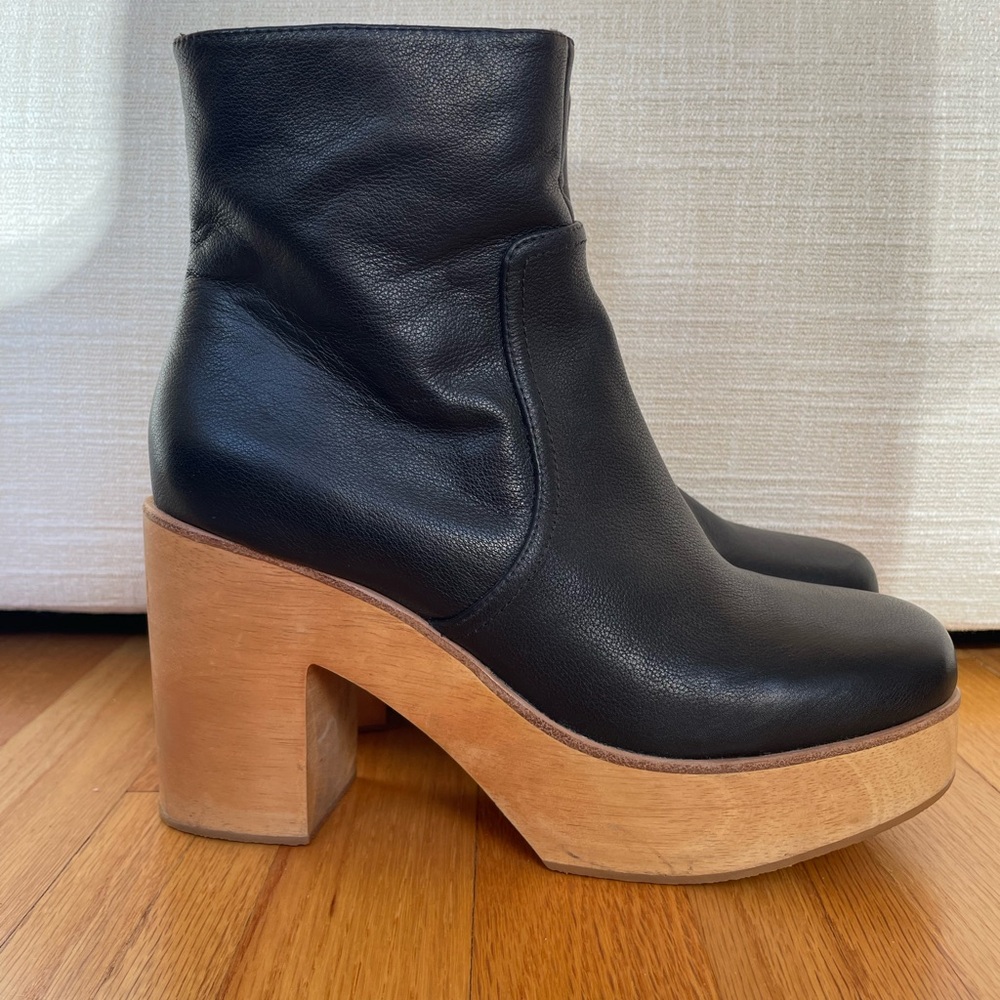 Charlotte Stone Paz Boots Black Leather Platform Ankle Boots